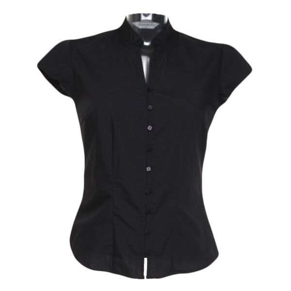 Kustom Kit Ladies Cap Sleeve V Neck Tailored Continental Blouse Thumbnail