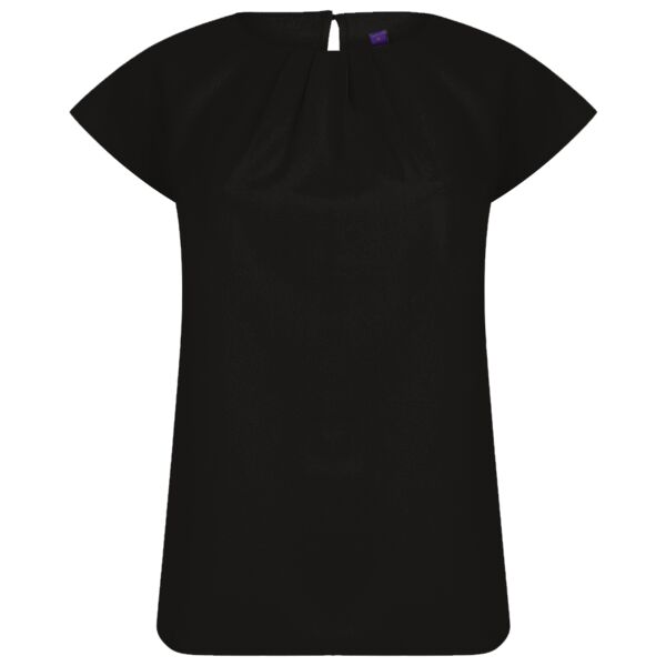 Henbury Ladies Pleat Front Short Sleeve Blouse Thumbnail