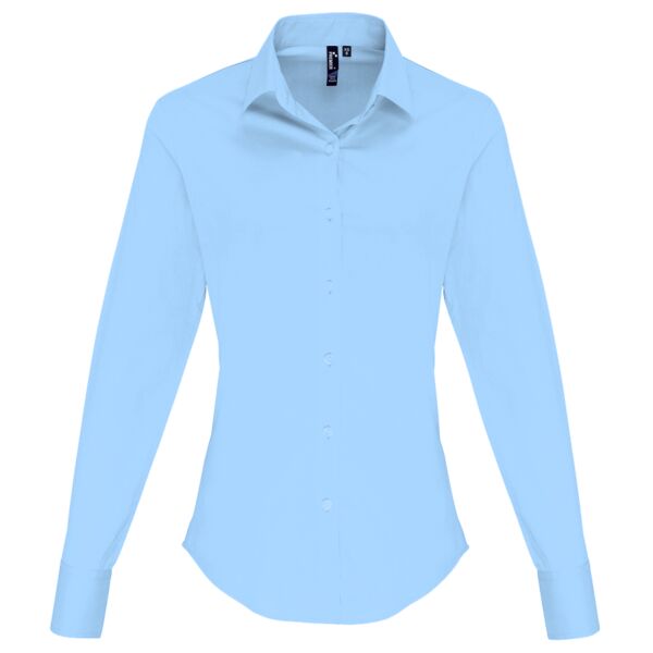 Premier Ladies Long Sleeve Stretch Fit Poplin Shirt Thumbnail